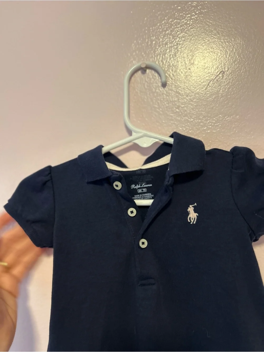Ralph Lauren Navy Ruffle Hem Polo Dress Sz 6 Mo